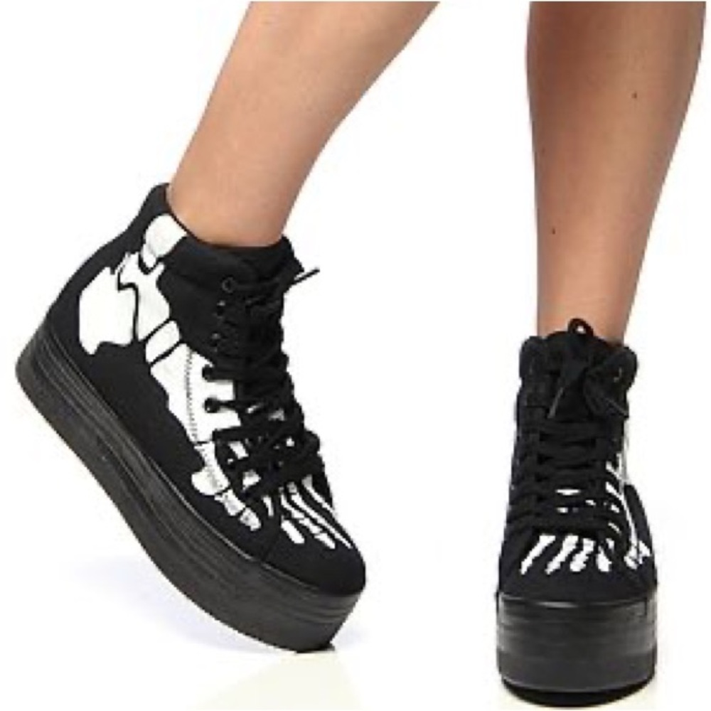 ISO Jeffrey Campbell Black and White Skeleton High-Top Sneakers